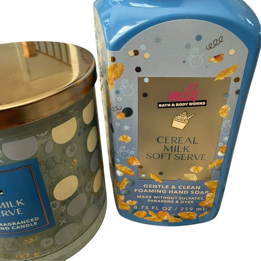 Bath and Body Works Milk Bar CEREAL MILK SOFT SERVE Candle & Foaming Hand Soap